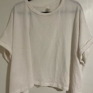 5/$25 Mahina Cream Textured Short Sleeve Top